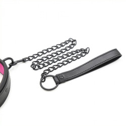FUKR Collier + Laisse Noir - Rose